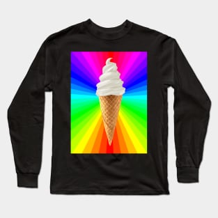 Rainbow Fluorescent Vanilla Ice Cream Cone Long Sleeve T-Shirt